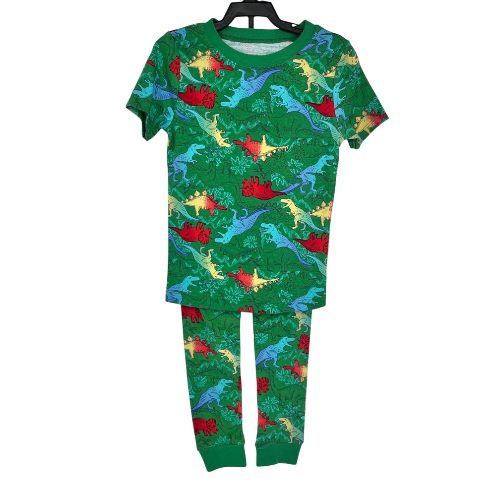Green Dinosaur Pajama Set Boys 5T Colorful Snug Fit 2pc PJs Dino Sleepwear Cute